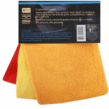 Toalla microfibra Roadie/ Tecnicos X3 colores 40x40CM  1