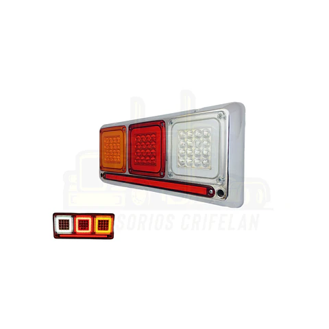 Jgo De Focos Traseros Cuadrados Con Regleta 12v/24v, COD.2040STR