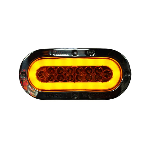 Foco Lateral Ovalado Ámbar Halo Aro En Inox Led 12v/24v, COD.1043HA