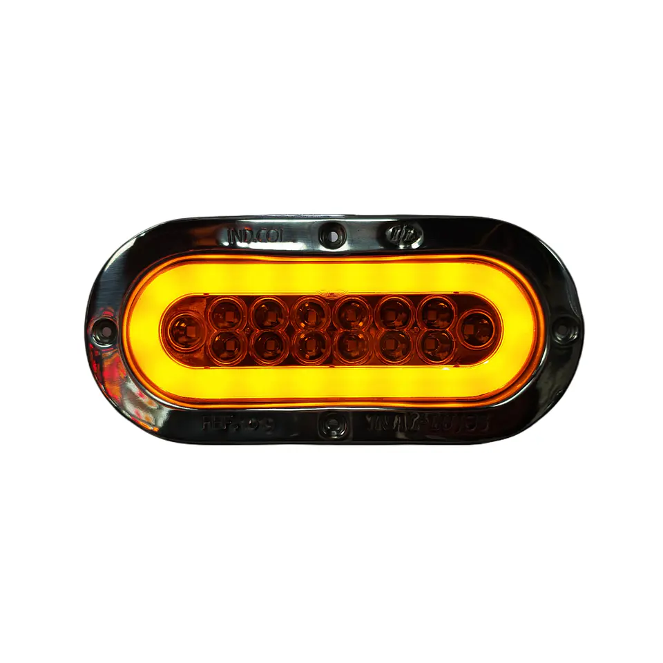 Foco Lateral Ovalado Ámbar Halo Aro En Inox Led 12v/24v, COD.1043HA 2
