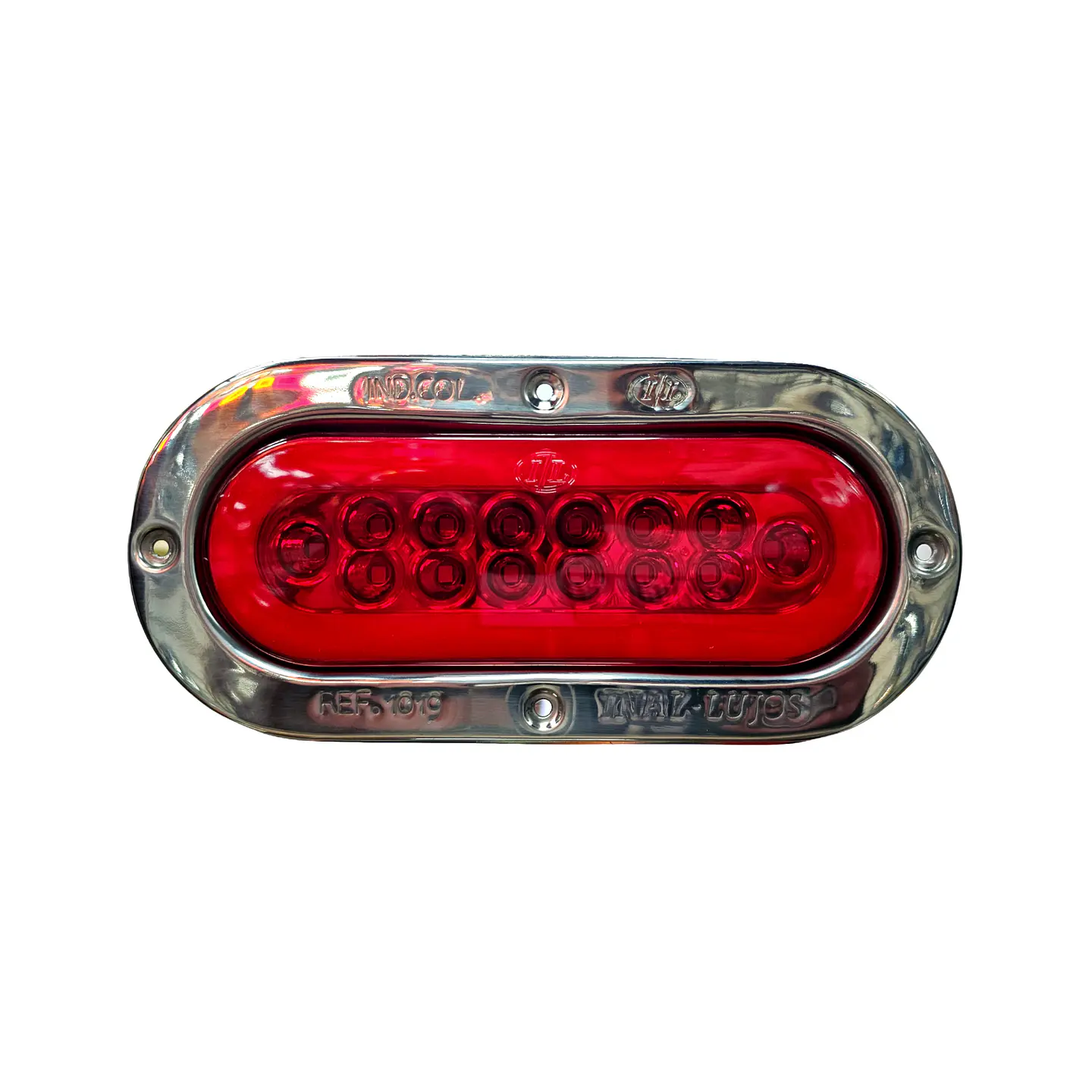 Foco Lateral Ovalado Rojo Halo Aro En Inox Led 12v/24v, COD.1043H 1