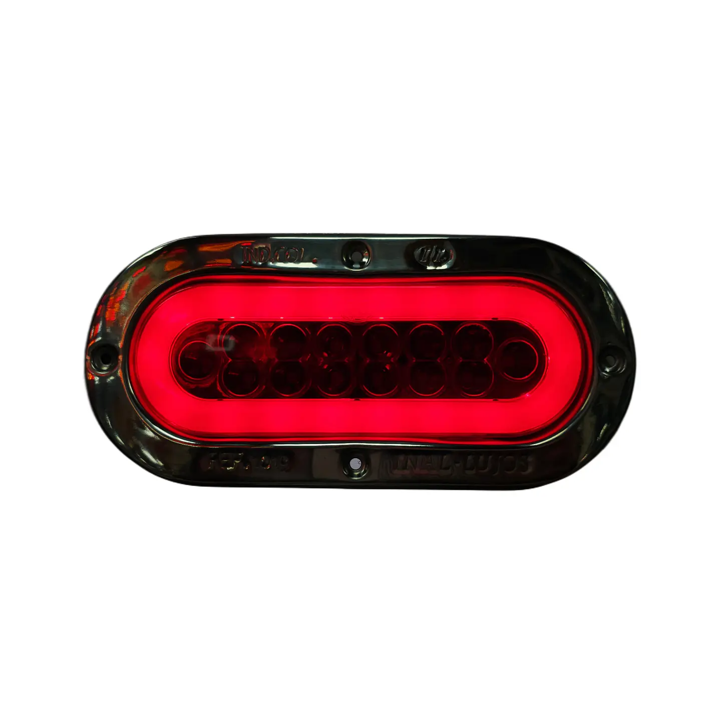 Foco Lateral Ovalado Rojo Halo Aro En Inox Led 12v/24v, COD.1043H 2