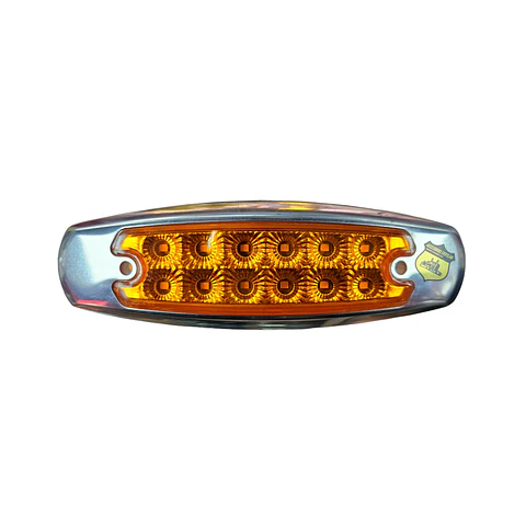 Foco Lateral 12 Led Ámbar Borde En Acero Inoxidable 12v/24v, COD.2023AA
