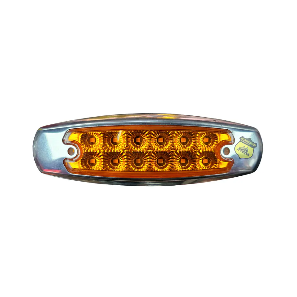 Foco Lateral 12 Led Ámbar Borde En Acero Inoxidable 12v/24v, COD.2023AA 1