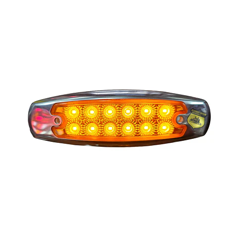 Foco Lateral 12 Led Ámbar Borde En Acero Inoxidable 12v/24v, COD.2023AA