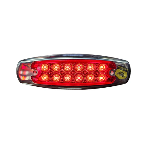 Foco Lateral 12 Led Rojo Borde En Acero Inoxidable 12v/24v, COD.2023AR