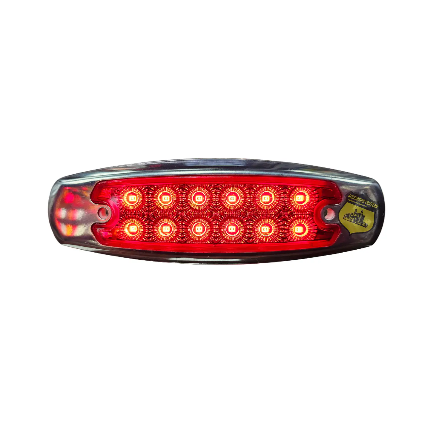 Foco Lateral 12 Led Rojo Borde En Acero Inoxidable 12v/24v, COD.2023AR 2