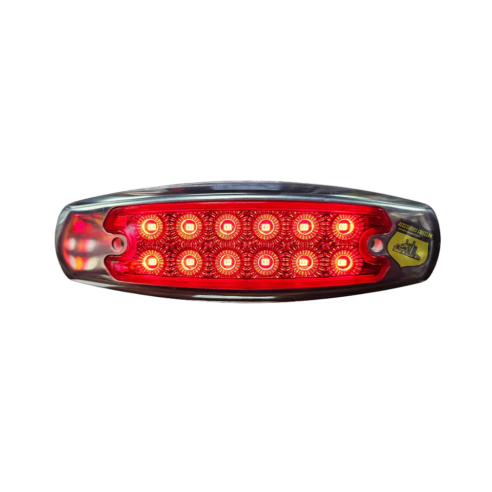 Foco Lateral 12 Led Rojo Borde En Acero Inoxidable 12v/24v, COD.2023AR 2