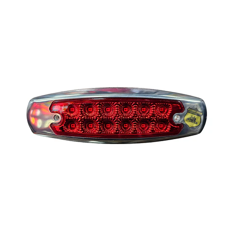 Foco Lateral 12 Led Rojo Borde En Acero Inoxidable 12v/24v, COD.2023AR