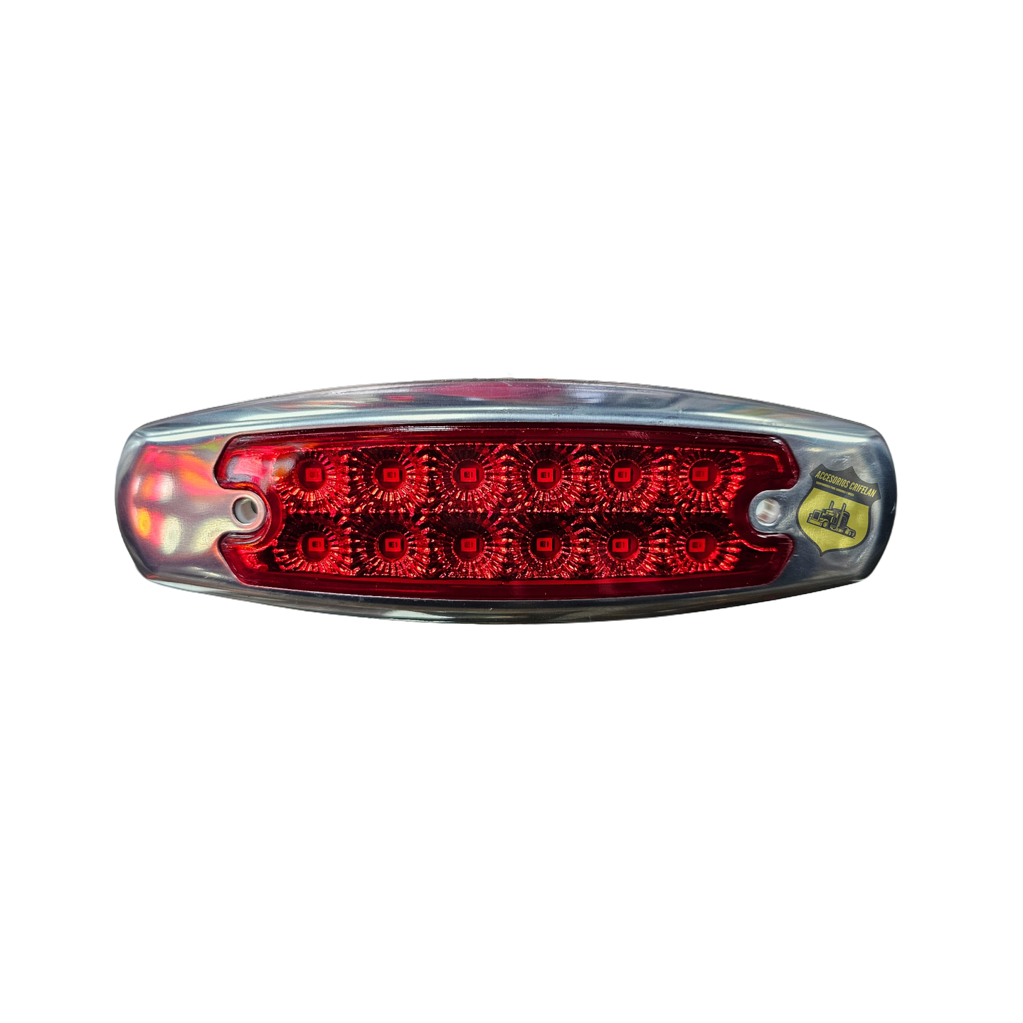 Foco Lateral 12 Led Rojo Borde En Acero Inoxidable 12v/24v, COD.2023AR 1