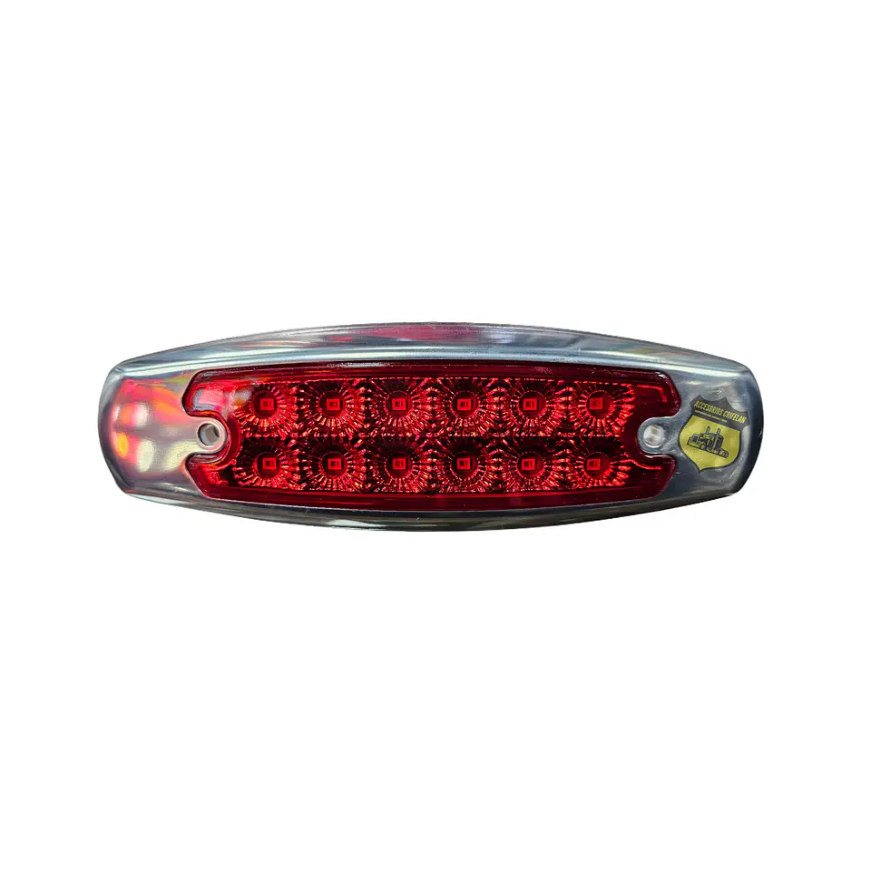 Foco Lateral 12 Led Rojo Borde En Acero Inoxidable 12v/24v, COD.2023AR 1