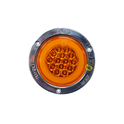 Foco Trasero 4 Pulg Halo Ámbar Aro En Inox 12v/24v, COD.1041HA