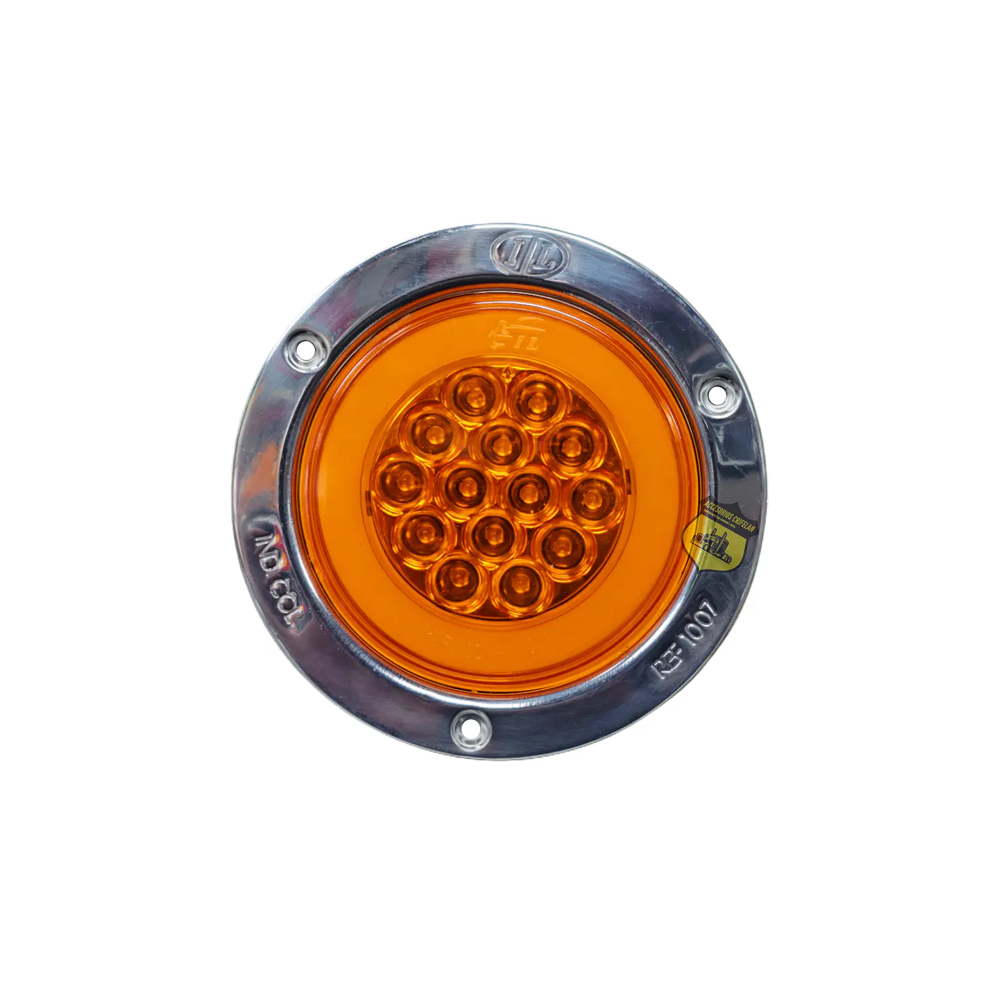 Foco Trasero 4 Pulg Halo Ámbar Aro En Inox 12v/24v, COD.1041HA 1