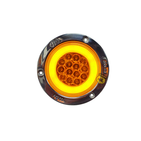 Foco Trasero 4 Pulg Halo Ámbar Aro En Inox 12v/24v, COD.1041HA