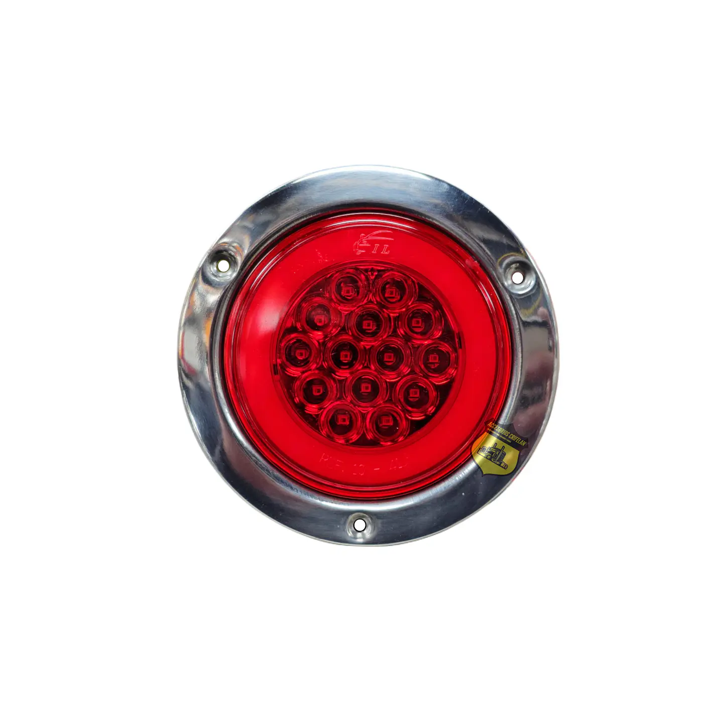 Foco Trasero 4 Pulg Halo Rojo Aro En Inox 12v/24v, COD.1041HR 1