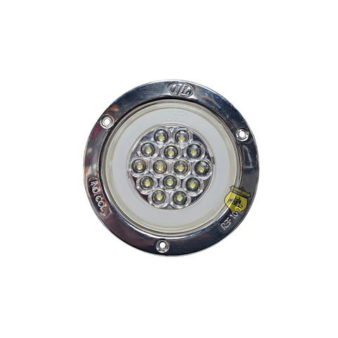 Foco Trasero 4 Pulg Halo Blanco Aro En Inox 12v/24v, COD.1041HB