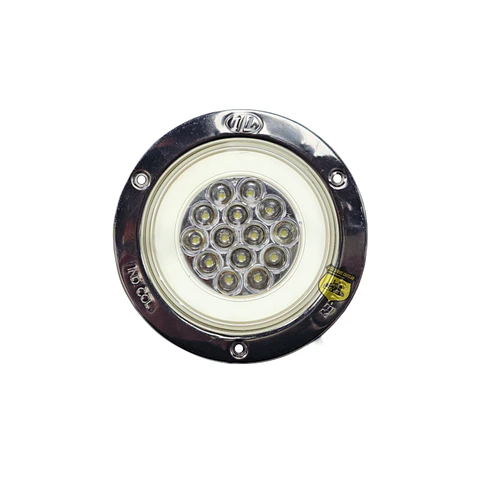 Foco Trasero 4 Pulg Halo Blanco Aro En Inox 12v/24v, COD.1041HB