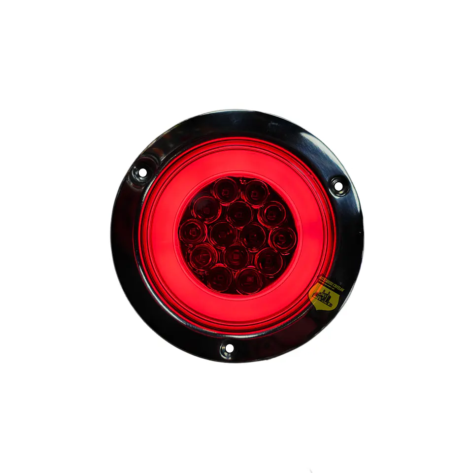 Foco Trasero 4 Pulg Halo Rojo Aro En Inox 12v/24v, COD.1041HR 2