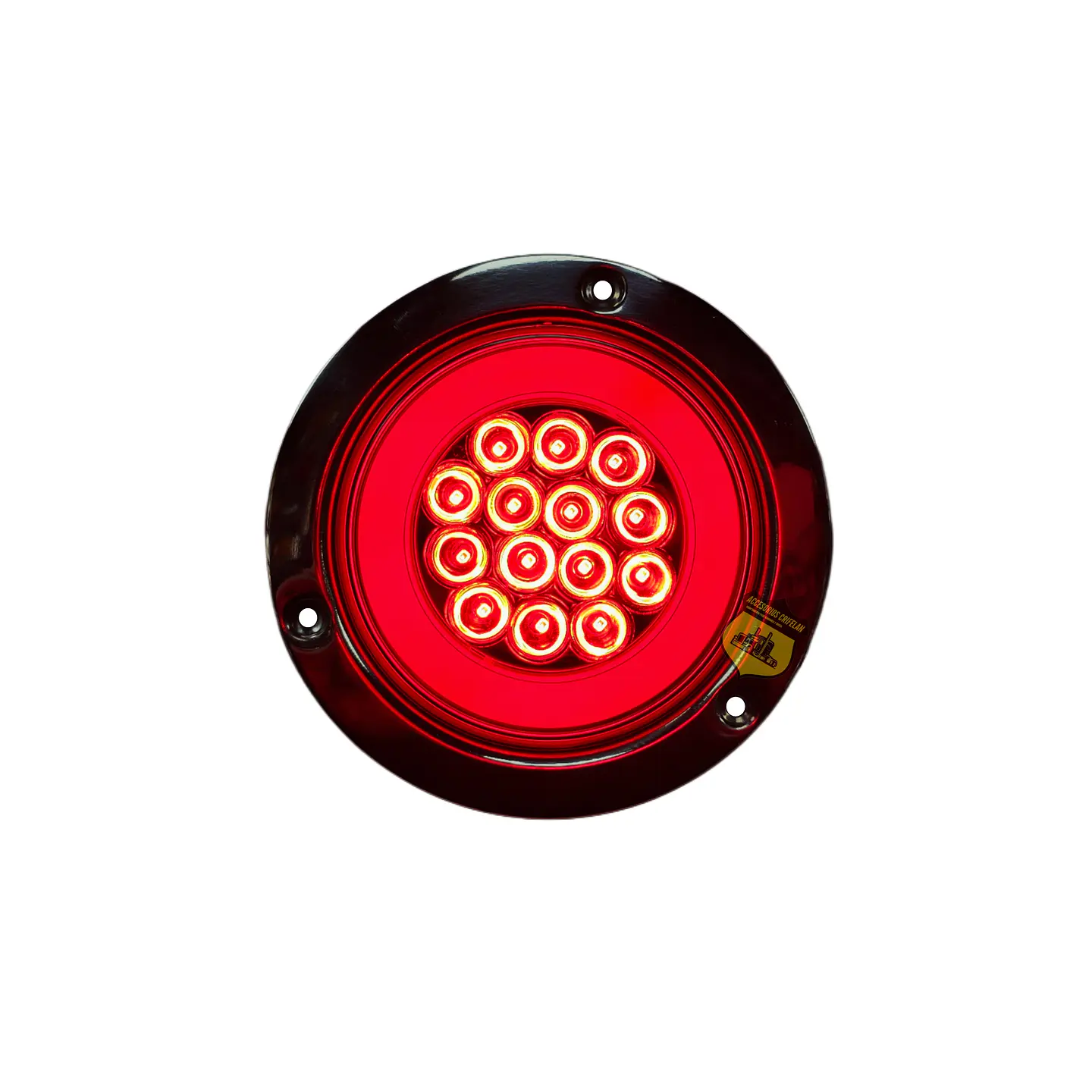Foco Trasero 4 Pulg Halo Rojo Aro En Inox 12v/24v, COD.1041HR 3