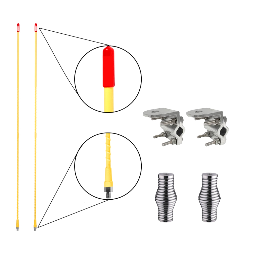 Par De Antenas Chapulinas Amarillas Con Sus Resortes y Bases