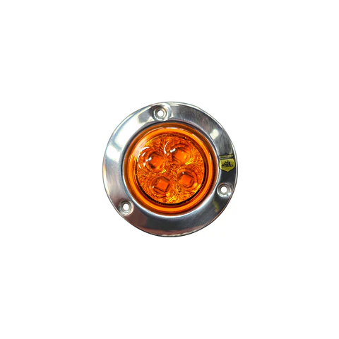 Foco Lateral Led 2 Pulg Ámbar Borde En Inox 12v/24v, COD.1024MA
