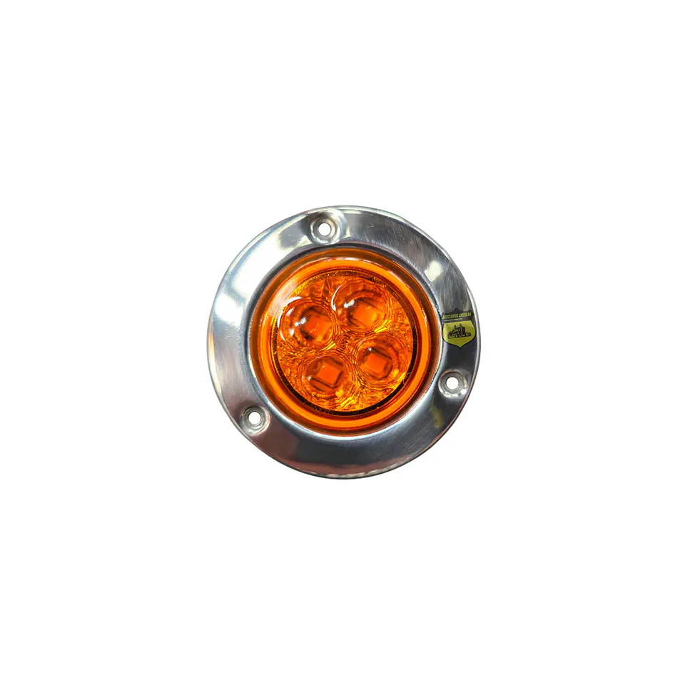 Foco Lateral Led 2 Pulg Ámbar Borde En Inox 12v/24v, COD.1024MA 1