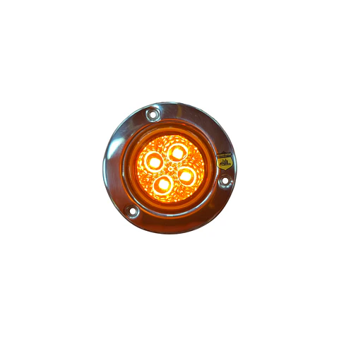 Foco Lateral Led 2 Pulg Ámbar Borde En Inox 12v/24v, COD.1024MA