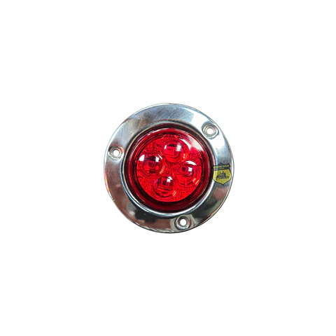Foco Lateral Led 2 Pulg Rojo Borde En Inox 12v/24v, COD.1024MR