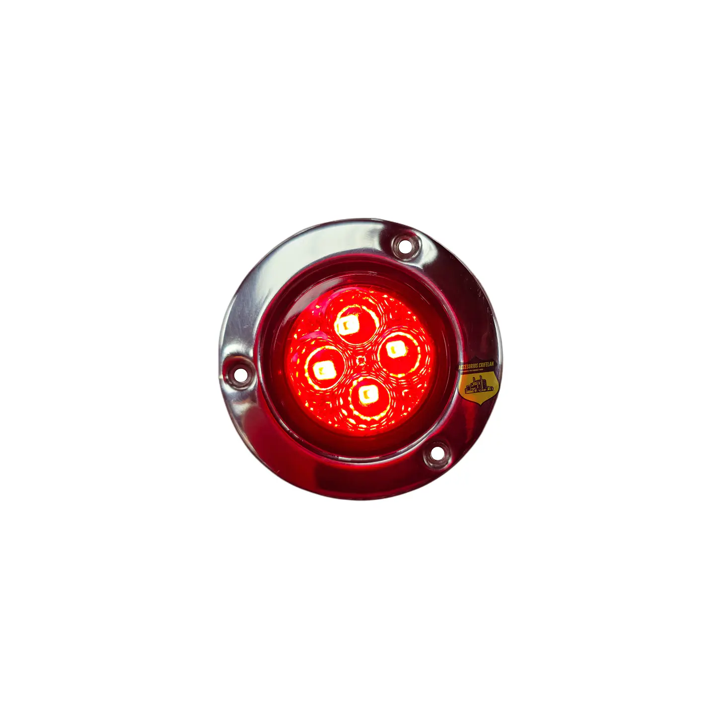 Foco Lateral Led 2 Pulg Rojo Borde En Inox 12v/24v, COD.1024MR 2