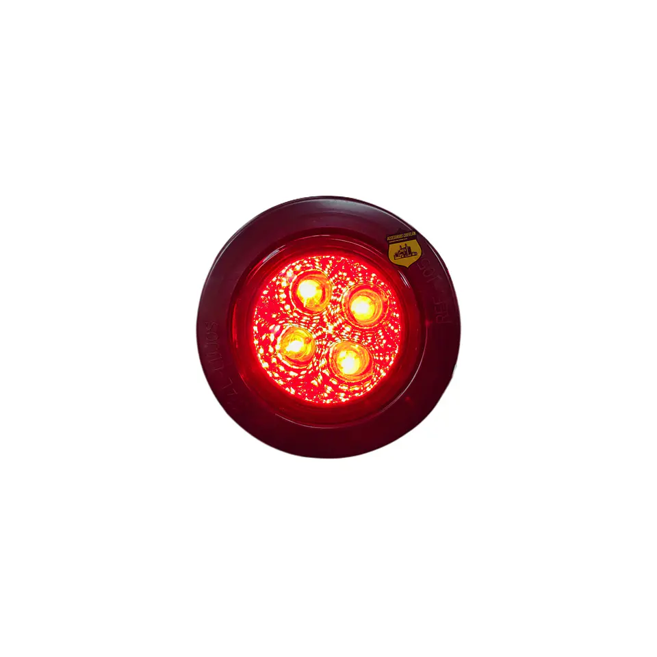 Foco Lateral Led 2 Pulg Rojo Borde En Goma 12v/24v, COD.1024ER 2
