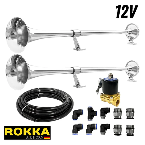 Kit 2 Bocinas Marítimas De 1 Metro Con Válvula De 1/2 En 12v + Kit De Instalación 