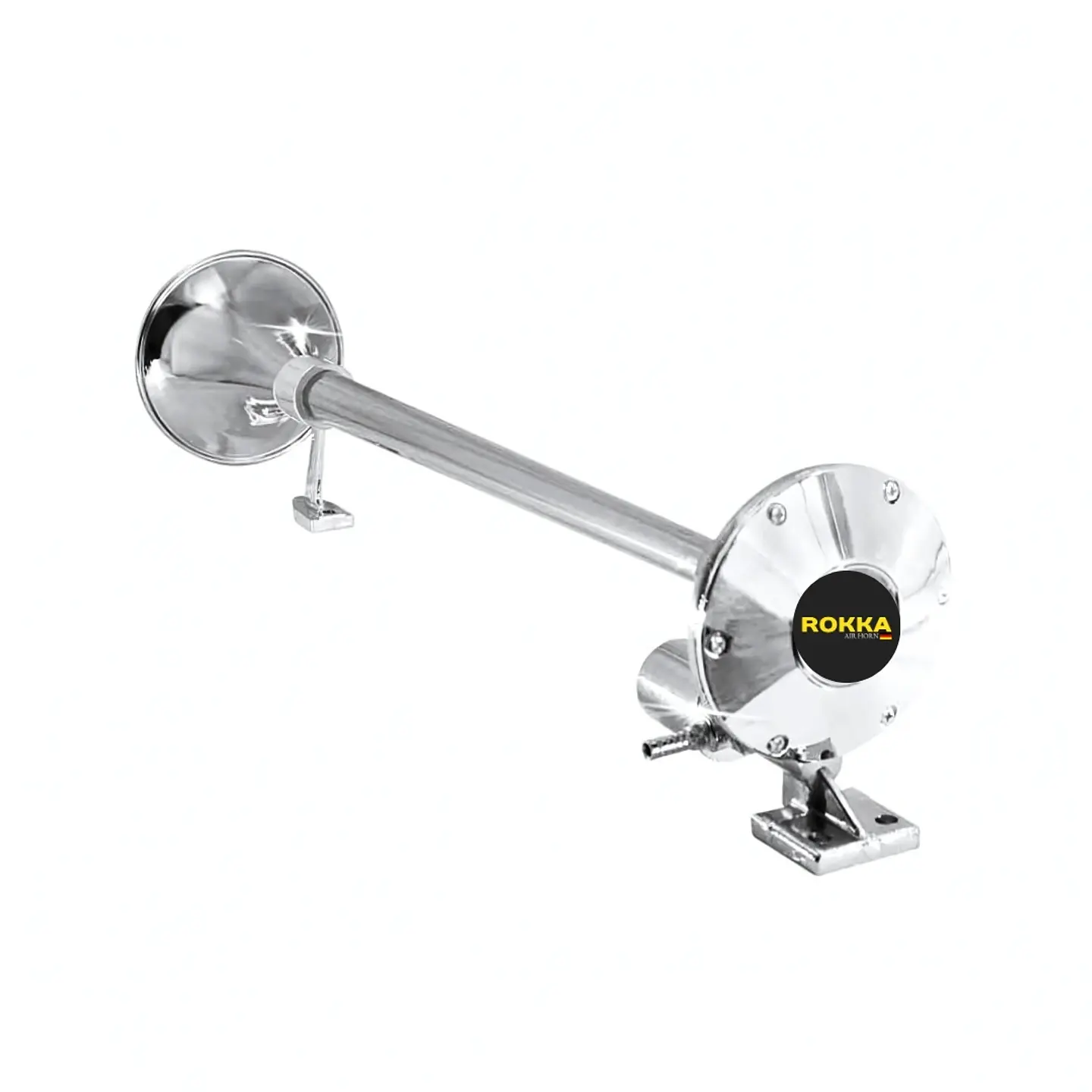 Bocina De Aire Modelo Marítima 70cm 1 Cañon redonda 12v/24v (Con Tecalán y Acoples) 2