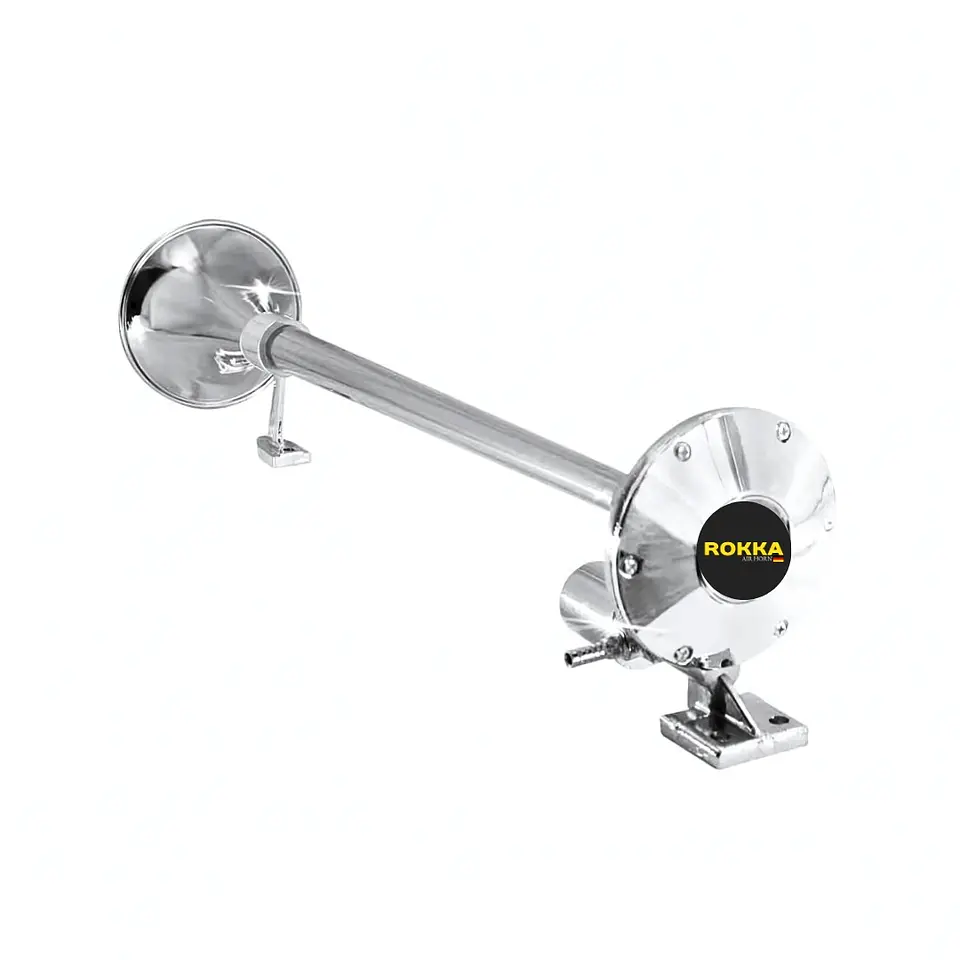 Bocina De Aire Modelo Marítima 70cm 1 Cañon redonda 12v/24v (Con Tecalán y Acoples) 2