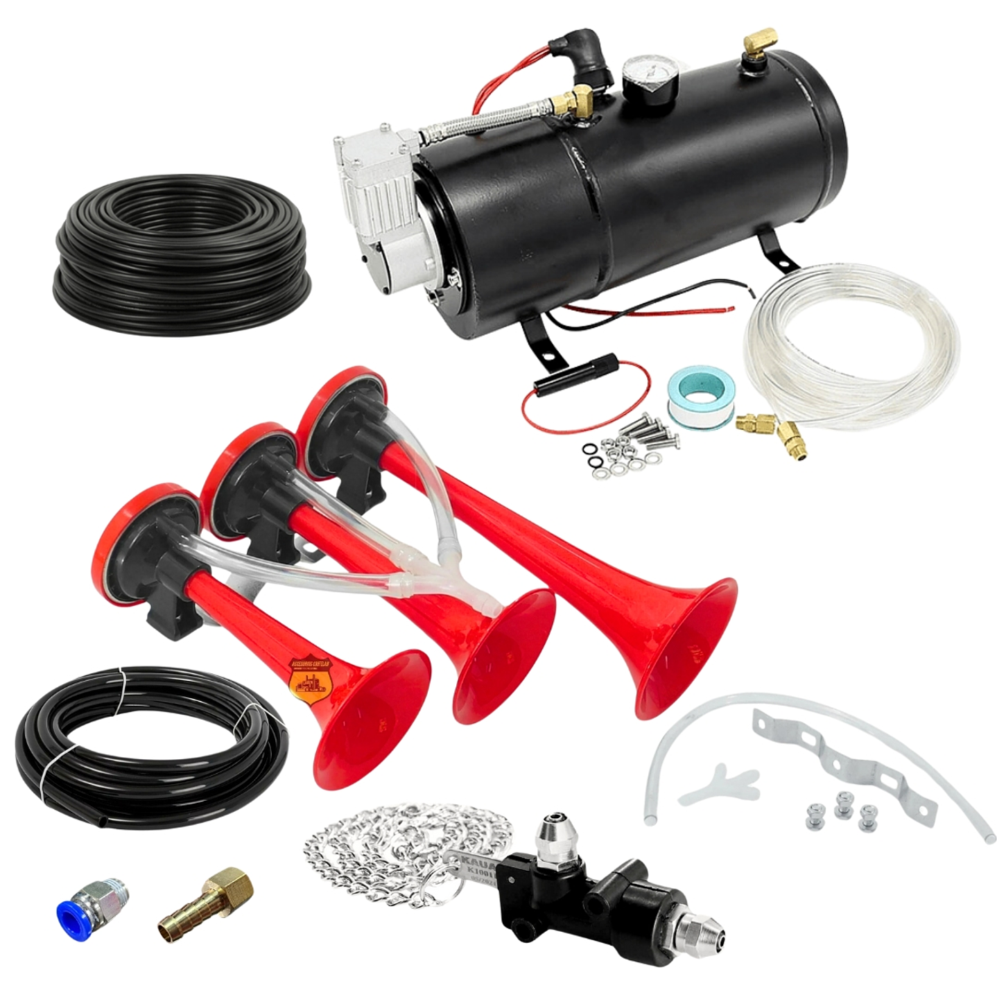 Kit Bocina Verdulera (Válvula Manual) Con Compresor Acumulador 12v