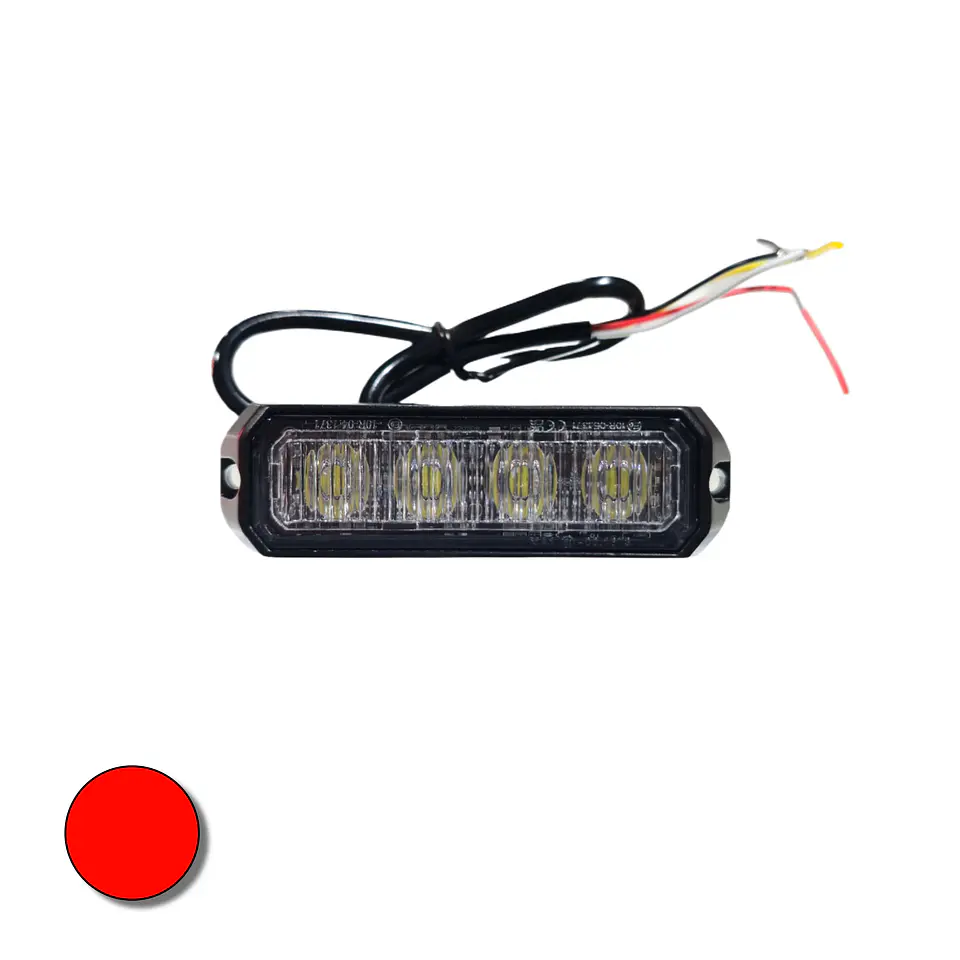 Destellante 4 led Alta Luminosidad Rojo 12v/24v 1