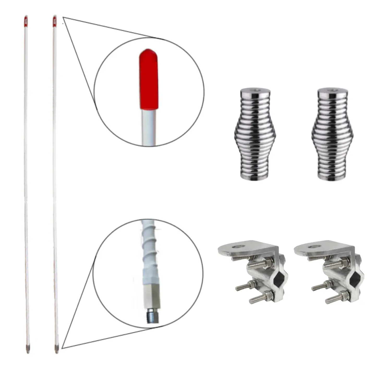 Par de Antenas Chapulinas Blancas con Resortes Y Bases Gruesas