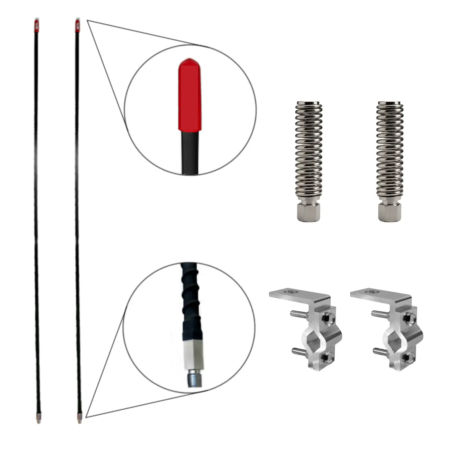 Par de Antenas Chapulinas Negras con Resortes Y Bases Delgadas