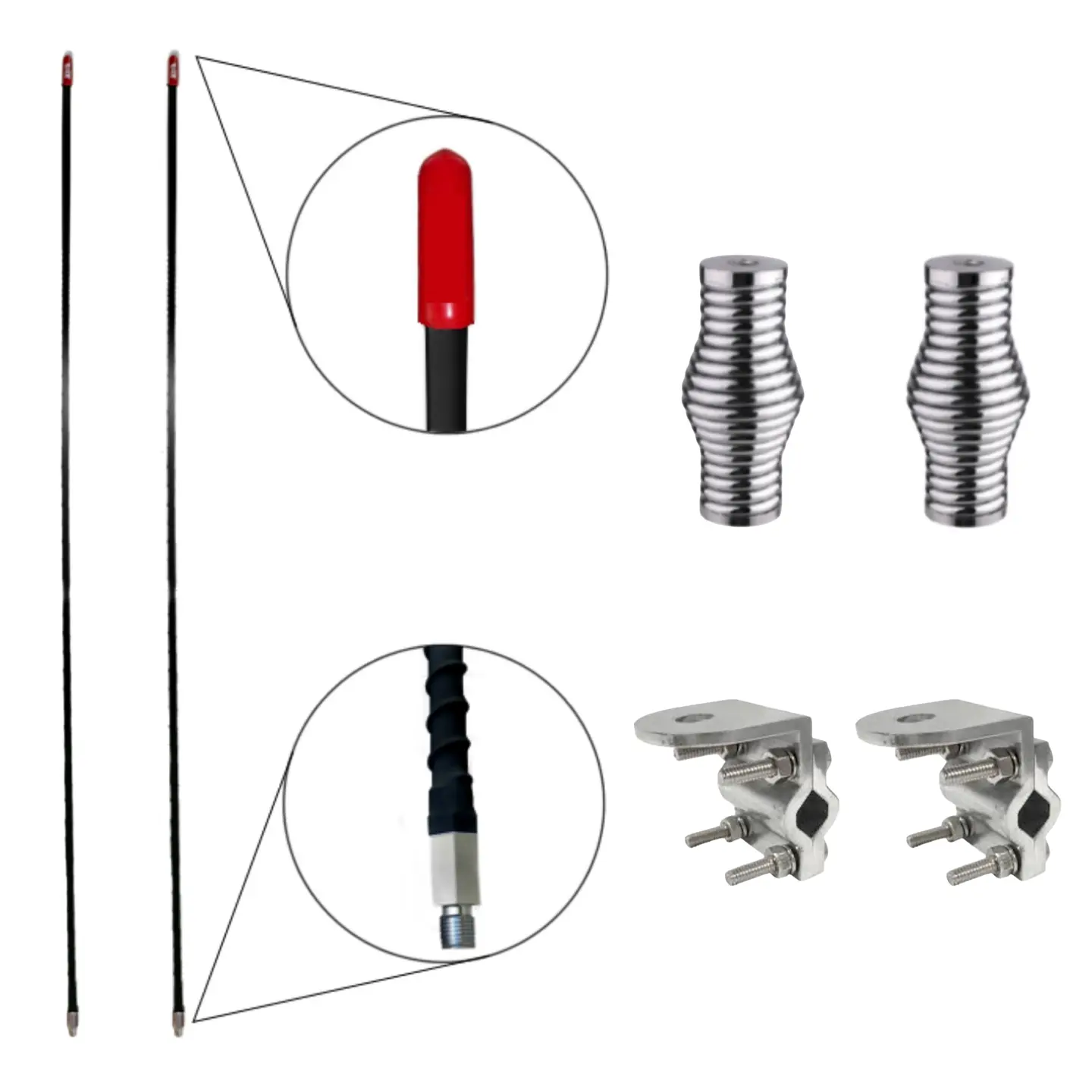 Par de Antenas Chapulinas Negras con Resortes Y Bases Gruesas 1