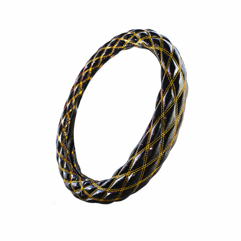 Cubre Volante 45cm Extra Grueso, Brillante Hilo Amarillo 1