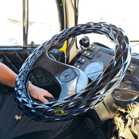 Cubre Volante 45cm Extra Grueso, Brillante Hilo Azul
