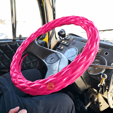 Cubre Volante 45cm Extra Grueso, Brillante Rosado Hilo Rosado