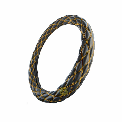Cubre Volante 45cm Extra Grueso, Opaco Hilo Amarillo