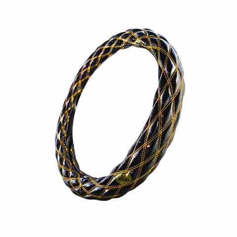 Cubre Volante 45cm Extra Grueso, Brillante Hilo Amarillo