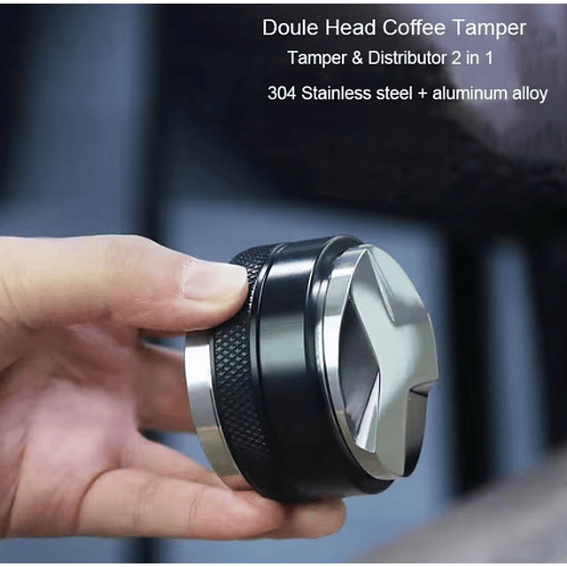 Tamper Y Distribuidor Doble de Cafe Regulable Cafetera Espresso 4