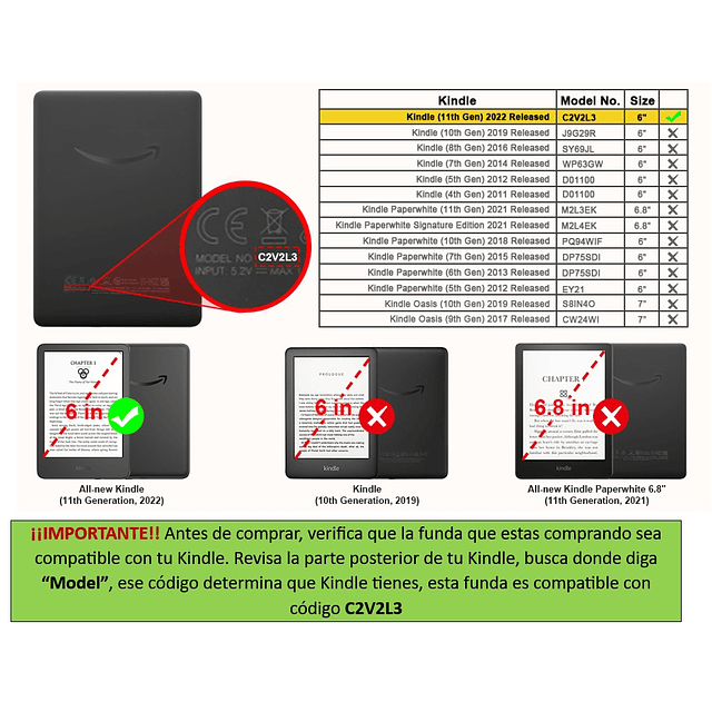 Funda Kindle 2022 6 Pulgadas De 11° Generación Con Agarre 2