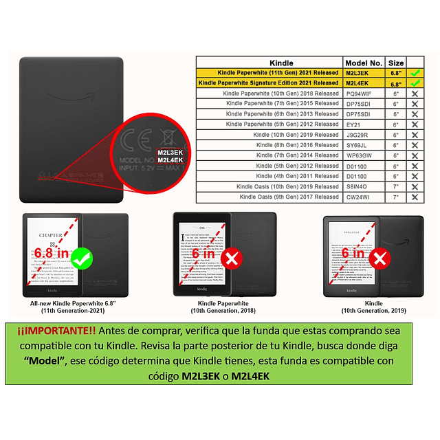 Funda Kindle Paperwhite 6,8 Pulgadas 11° Generación 2021 Con agarre  6