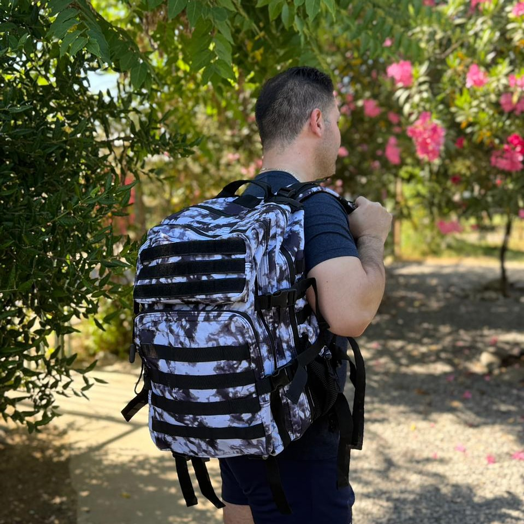 Mochila Táctica 45 Litros Negro Blanco 6