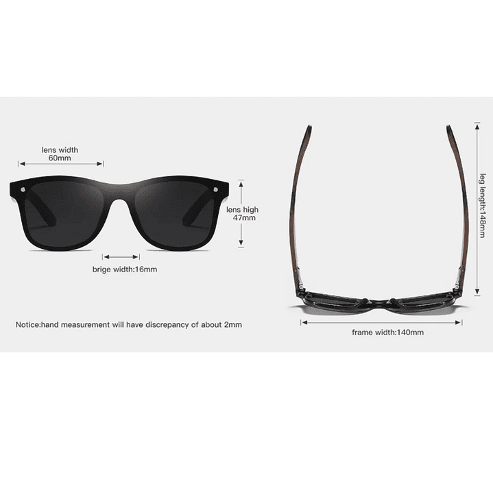 Lentes De Sol Gafas De Madera Polarizados Zebra Oscuro 6