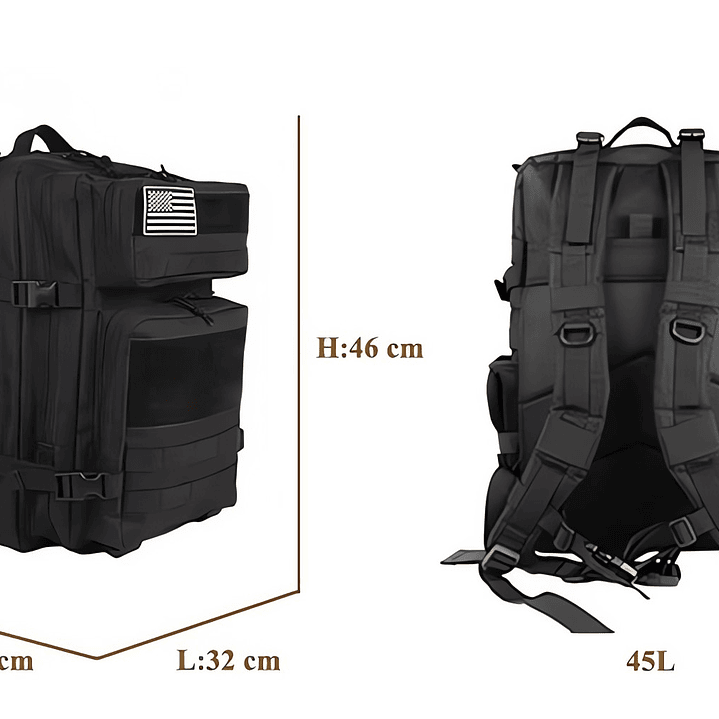 Mochila Táctica 45 Litros Negro 3