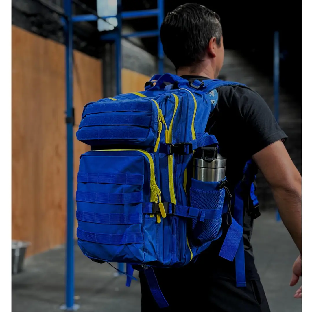 Mochila Táctica 45 Litros Azul Amarillo 4